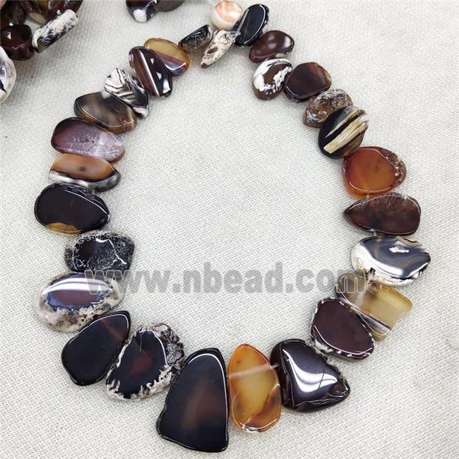 Natural Agate Slice Beads Graduated Topdrilled