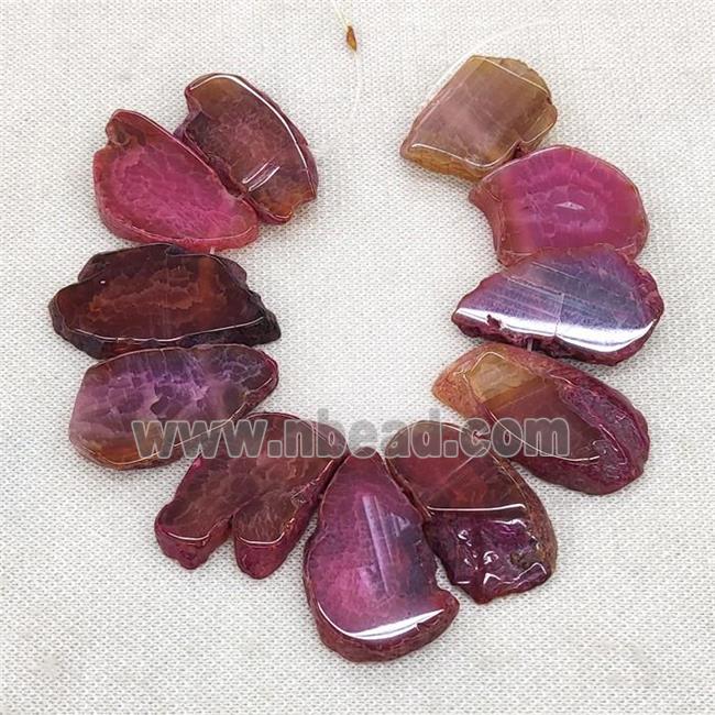 Natural Agate Slice Beads Freeform Pink Dye Top Drilled