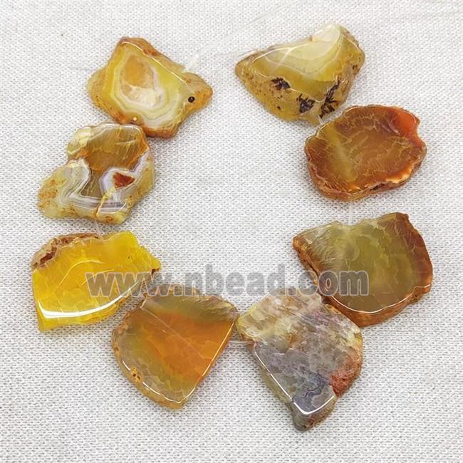 Natural Agate Slice Beads Freeform Orange Dye Top Drilled