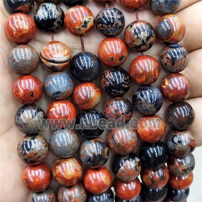 Red Fire Agate Beads Smooth Round Dye