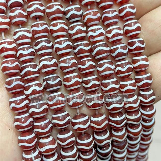 Tibetan Agate Beads Smooth Round Red