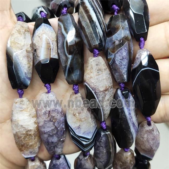 Purple Druzy Agate Beads Faceted Rice Dye