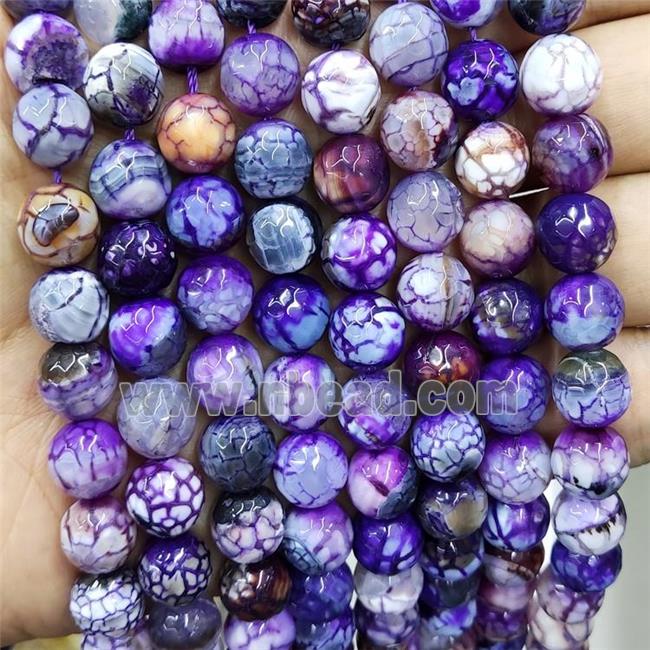 Purple Veins Agate Beads Faceted Round Dye