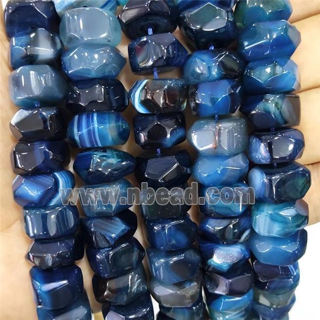 Natural Agate Beads Faceted Rondelle Blue Dye
