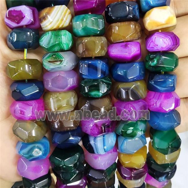 Natural Agate Beads Faceted Rondelle Dye Mixed Color