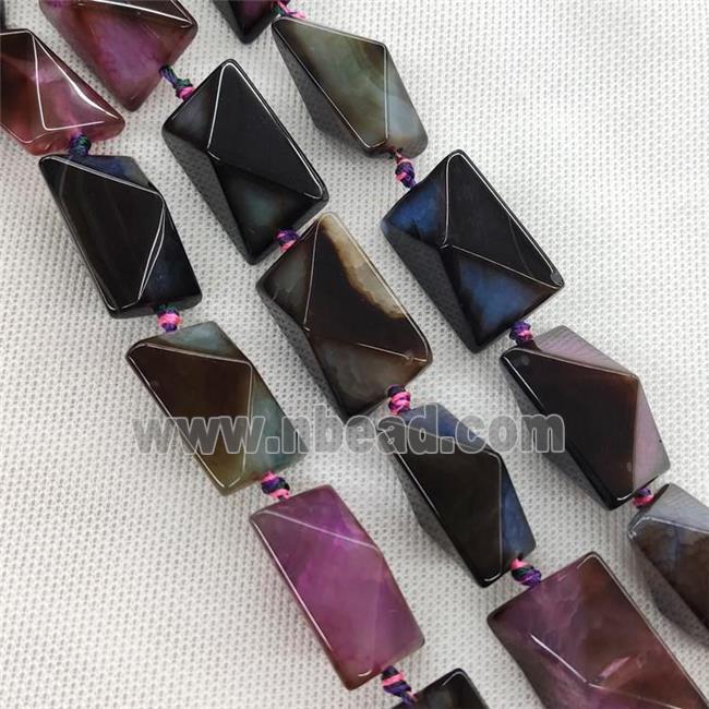 Natural Agate Rectangle Beads Dye Mixed Color Point