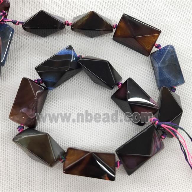 Natural Agate Rectangle Beads Dye Mixed Color Point