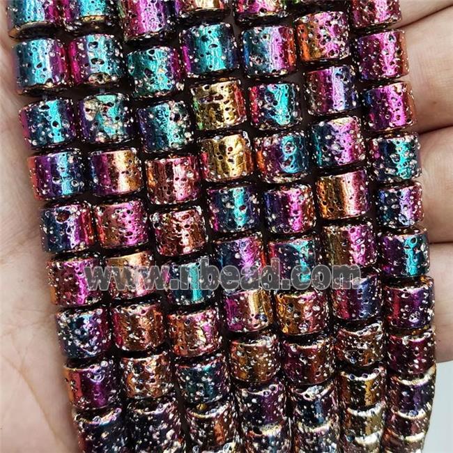 Assembled Lava Column Beads Multicolor Electroplated
