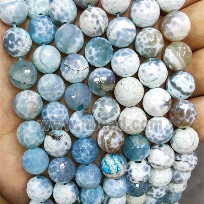 Blue Fire Agate Beads Dye Faceted Round