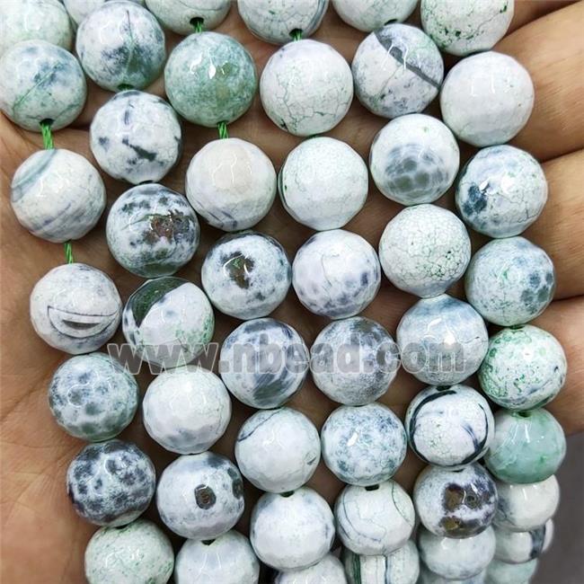 Green Fire Agate Beads Dye Faceted Round