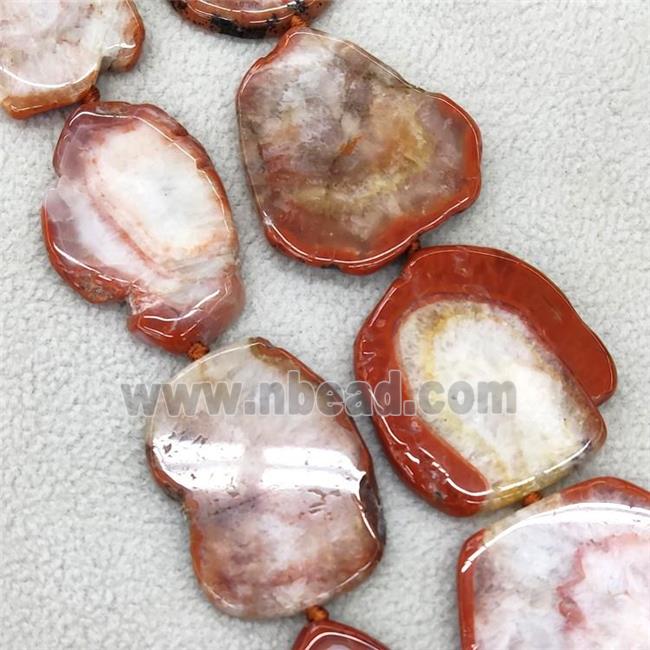 Red Agate Druzy Slice Beads Freeform Natural Color