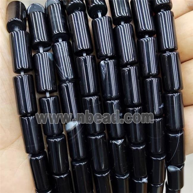Natural Agate Tube Beads Black Dye
