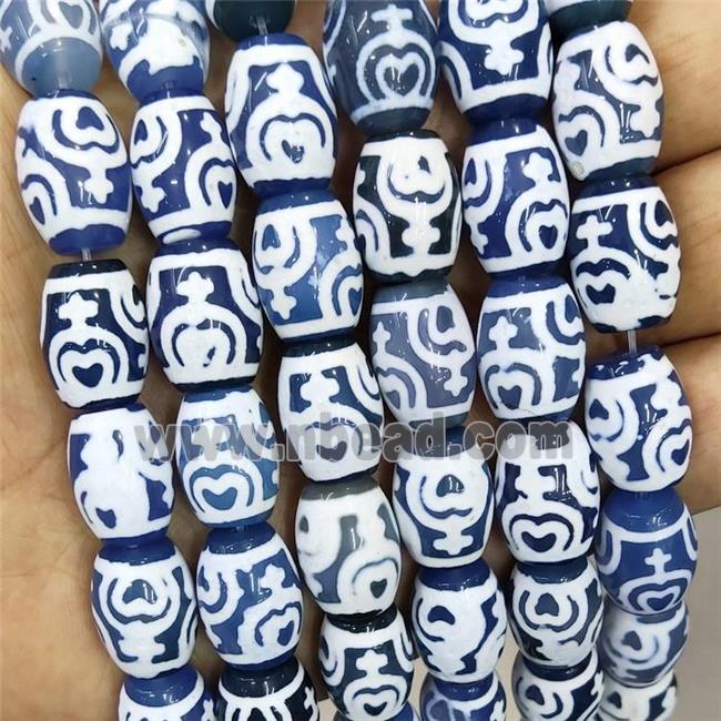 Tibetan Agate Barrel Beads Smooth Blue