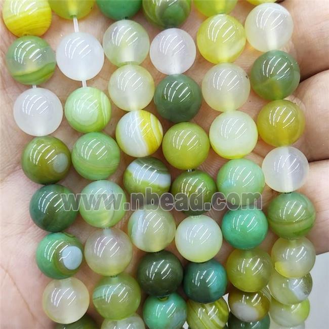 Natural Agate Beads Green Dye Smooth Round