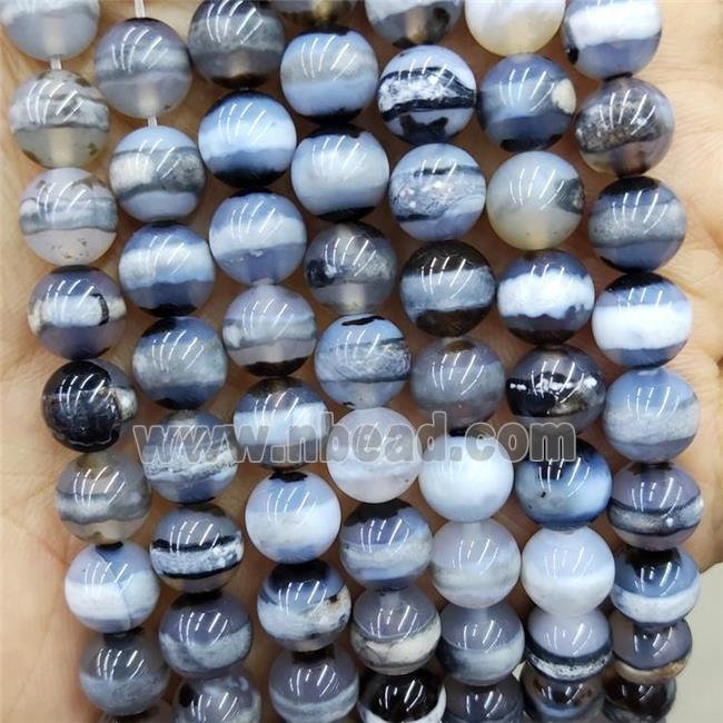 Natural Agate Beads Dye Blue Smooth Round