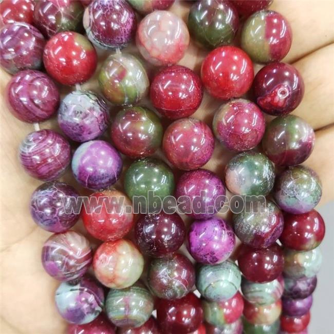 Natural Agate Beads Green Red Dye Smooth Round
