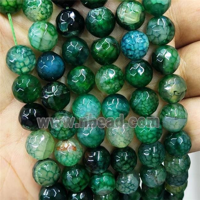 Green Veins Agate Beads Dye Faceted Round