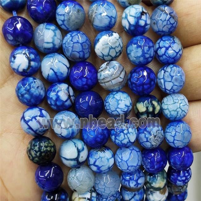 Blue Veins Agate Beads Dye Faceted Round
