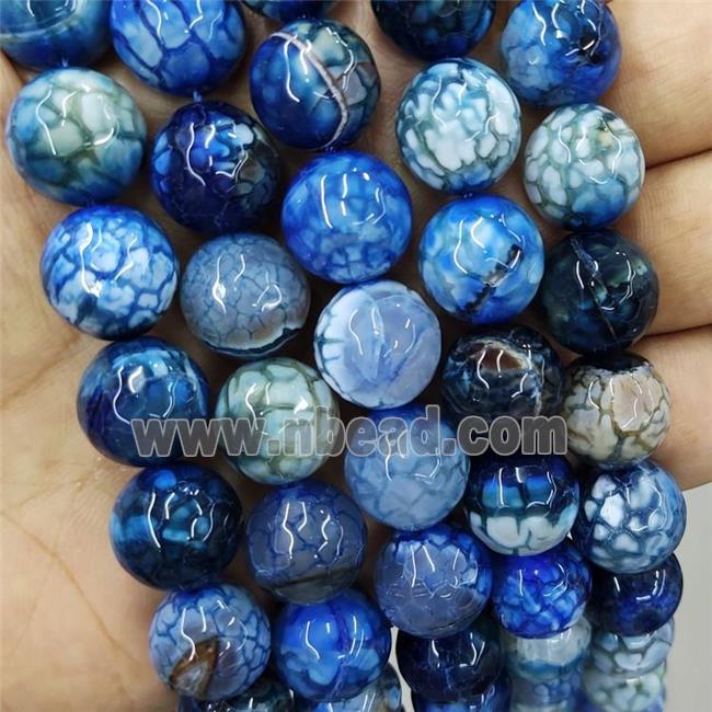 Blue Veins Agate Beads Dye Faceted Round