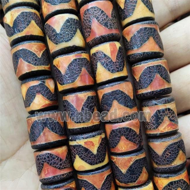 Tibetan Agate Column Beads Wave Tube Orange Dye
