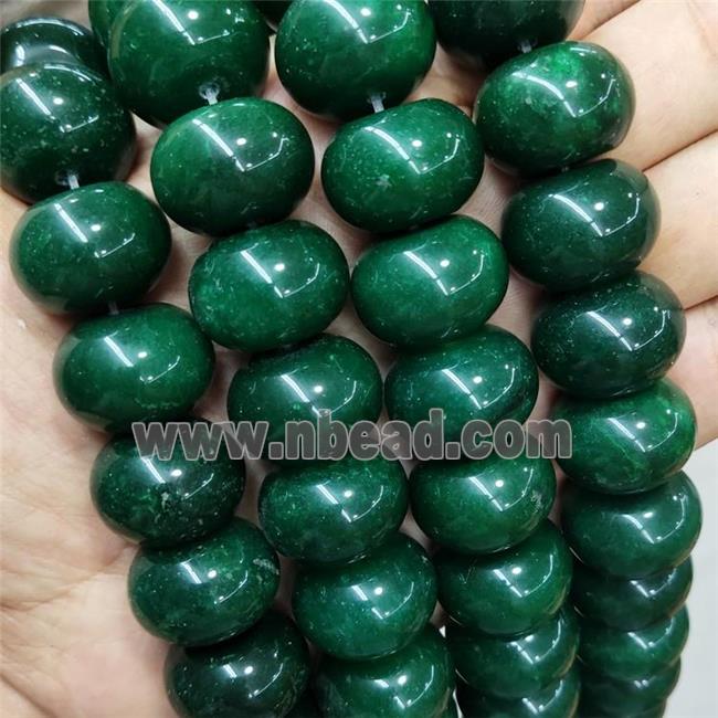 Green Jade Beads Dye Smooth Rondelle