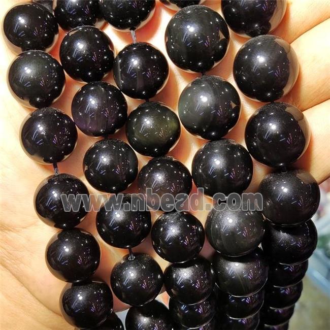 Natural Rainbow Obsidian Beads Multicolor Flash Smooth Round