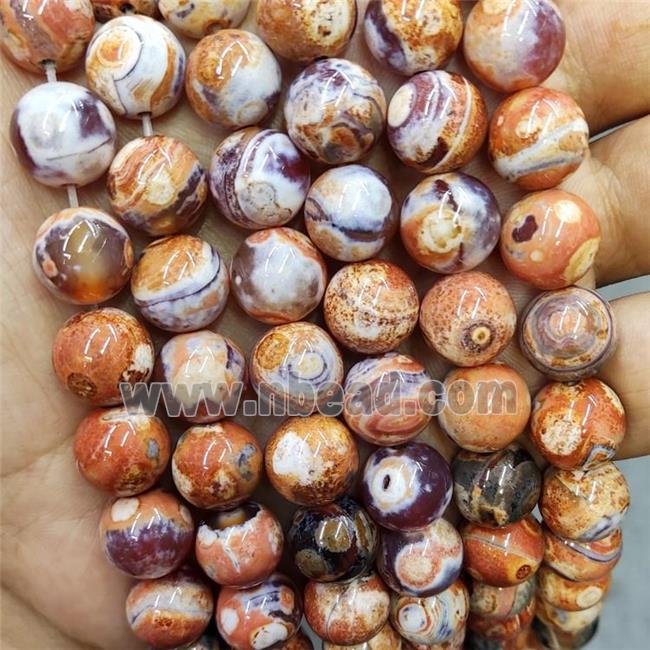 Orange Fire Agate Beads Dye Smooth Round