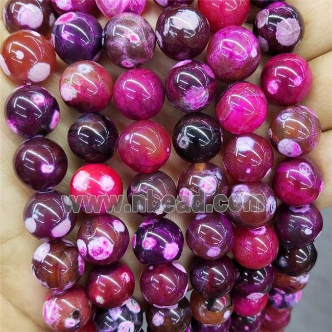 Natural Agate Beads Hotpink Dye Smooth Round
