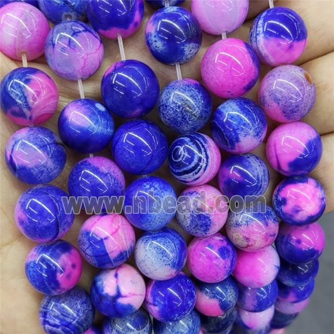 Natural Agate Beads Pink Blue Dye Smooth Round
