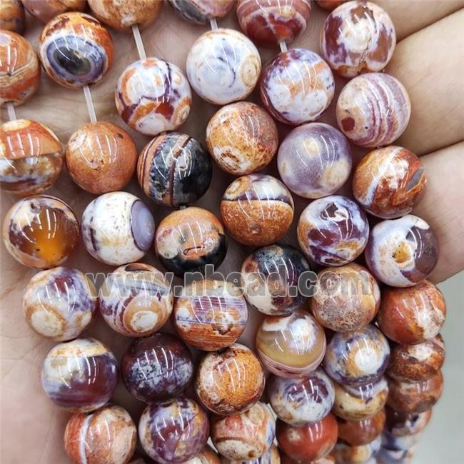 Natural Agate Beads Fired Red Dye Smooth Round