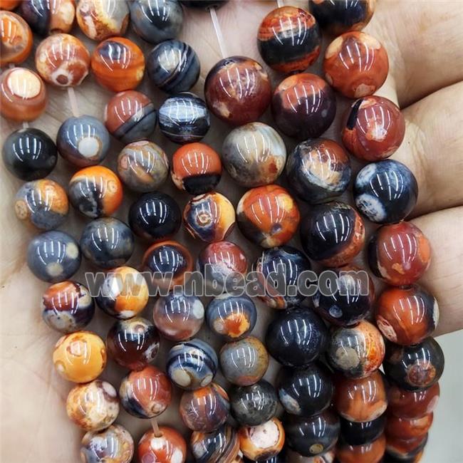 Natural Agate Beads Fired Red Dye Smooth Round