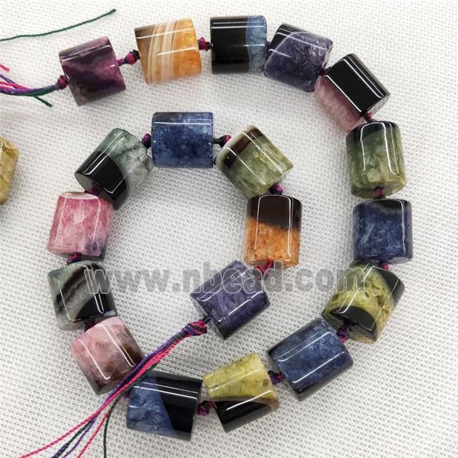 Natural Agate Druzy Column Beads Dye Mixed Color