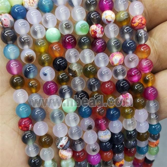 Natural Candy Agate Beads Dye Mixed Color Smooth Round