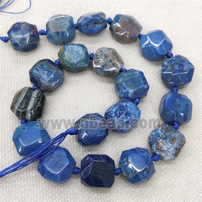 Natural Coral Fossil Beads Blue Dye Faceted Circle Button