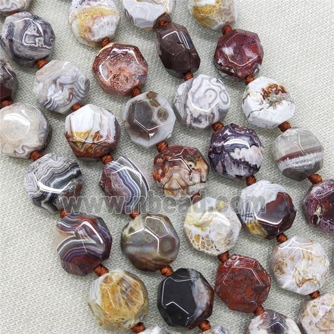 Natural Mexican Crazy Lace Agate Beads Faceted Coin Circle