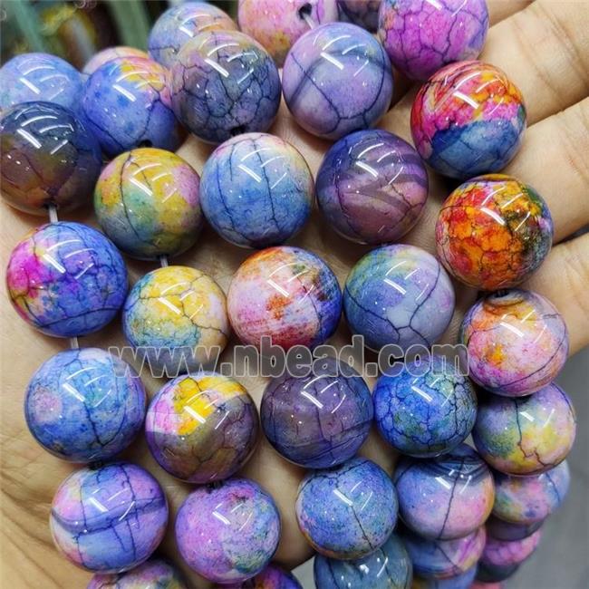 Natural Agate Beads Multicolor Heat Smooth Round