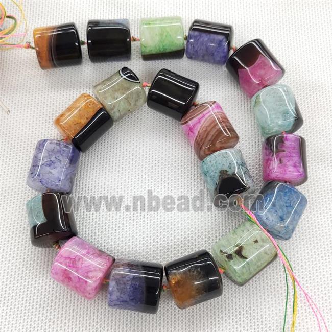 Agate Druzy Column Beads Tube Mixed Color