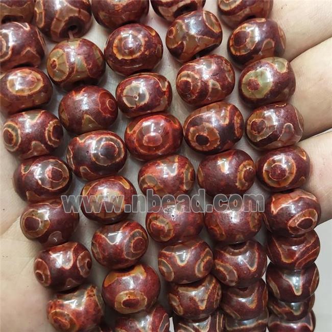 Tibetan Agate Beads Red Eye Smooth Rondelle