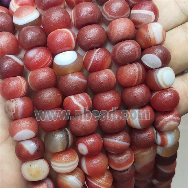 Natural Striped Agate Rondelle Beads Red Dye