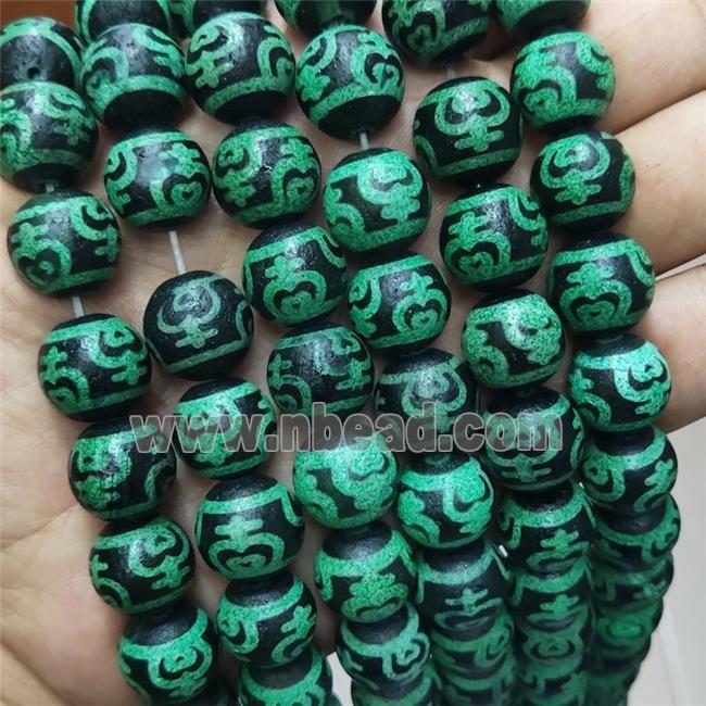 Tibetan Agate Beads Green Round