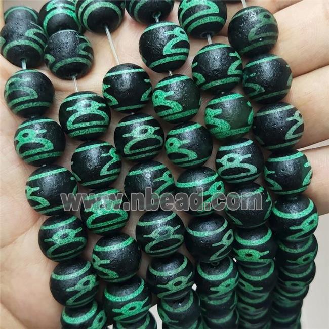 Tibetan Agate Beads Green Round