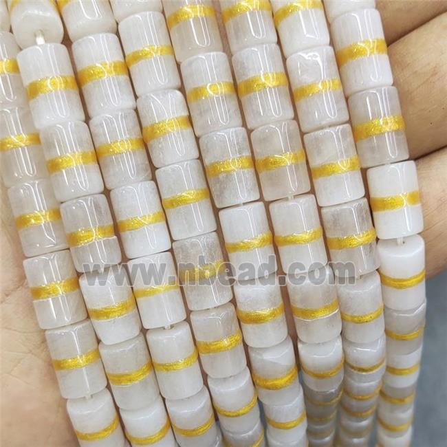 White Quartzite Jade Tube Beads