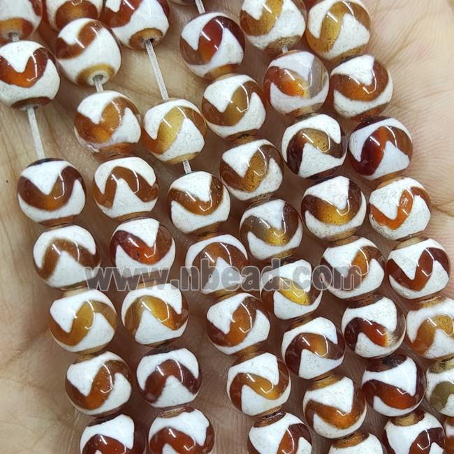 Tibetan Agate Beads Red Wave Smooth Round