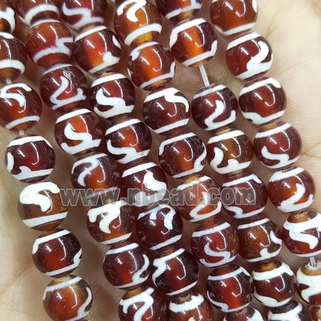 Tibetan Agate Beads Red Smooth Round