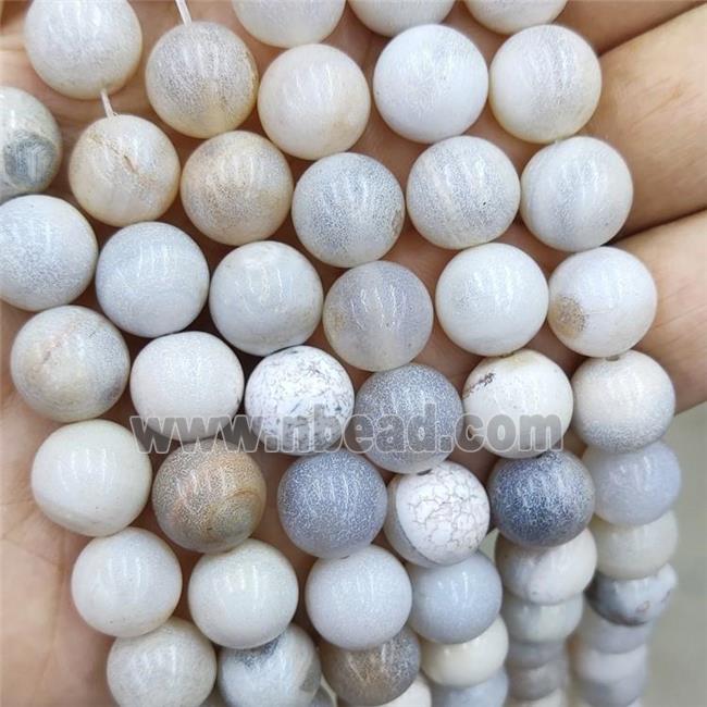 Natural Agate Beads Fire Heat White Smooth Round