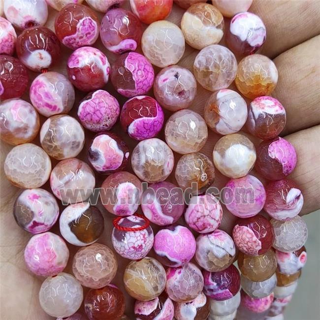 Fire Agate Beads Hotpink Dye Faceted Round