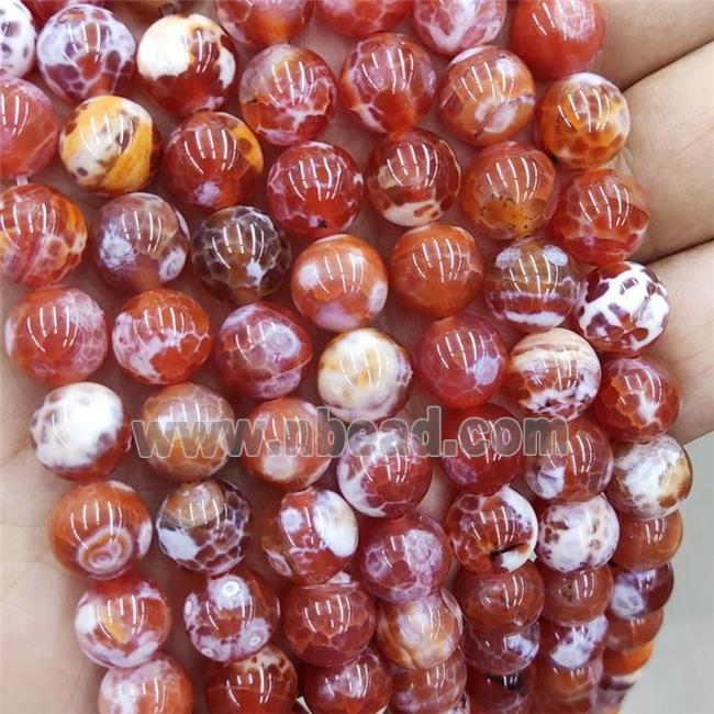 Natural Veins Agate Beads Red Dye Fired Smooth Round