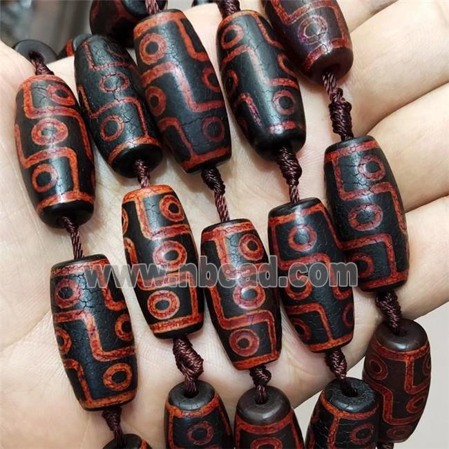 Tibetan Style Agate Barrel Beads Evil Eye Red Black