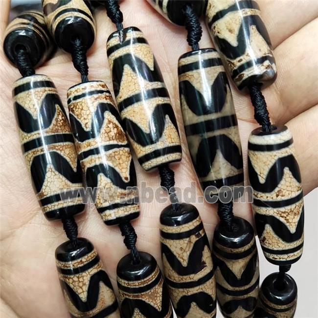 Tibetan Agate Rice Beads Black