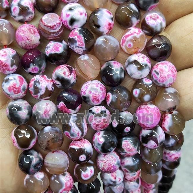 Pink Fire Agate Beads Faceted Round